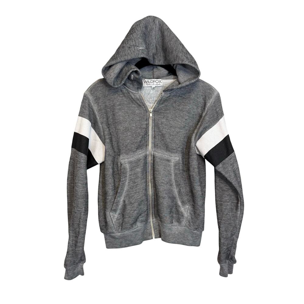 Wild Fox Perfect Sunny Day Sommers Sweatshirt Women XS Gray Hooded Full Zip USA
